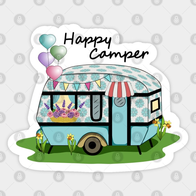 Happy Camper Sticker by Designoholic